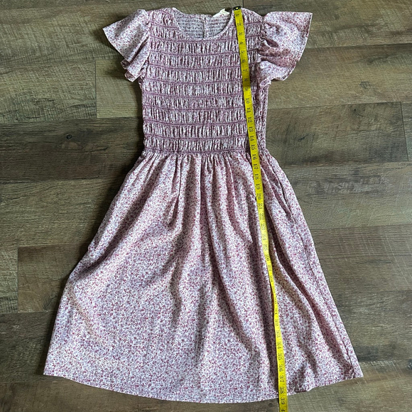 Women's Orange Creek Pink Floral Smocked Midi Dress S - Picture 8 of 15